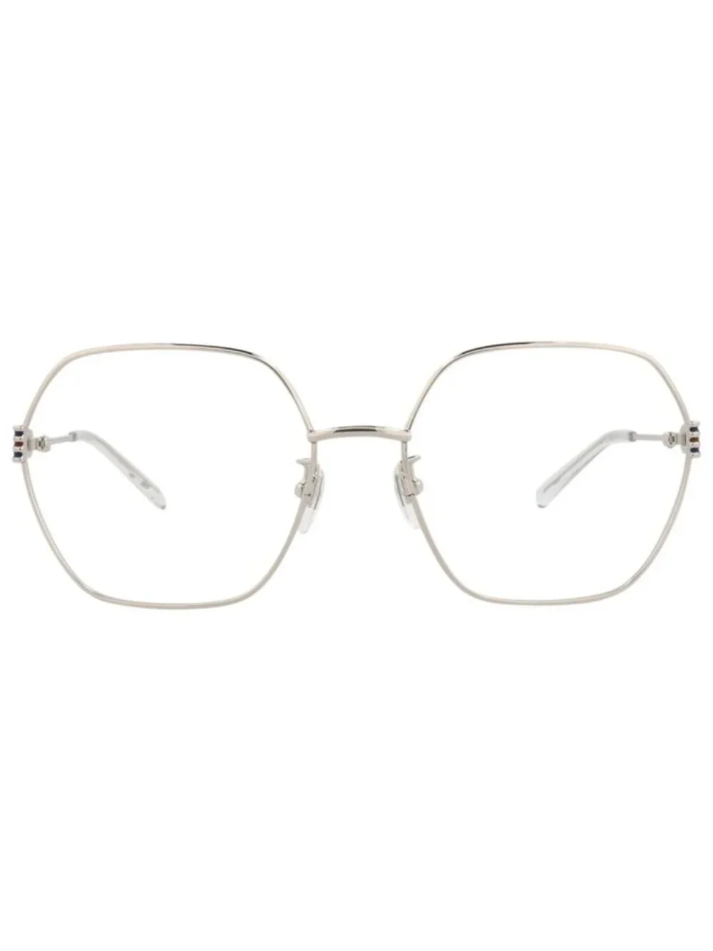 New Gucci Women's Eyeglasses Square Rectangle Metal Frame Silver Silver